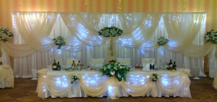 Banquet hall of the hotel and restaurant complex Zelenaya Dubrava near Poltava. Order a wedding menu for the promotion.