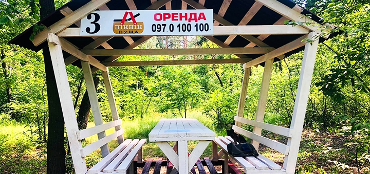 Зона отдыха Пикник Пуща. Бронируйте беседки по акции 7