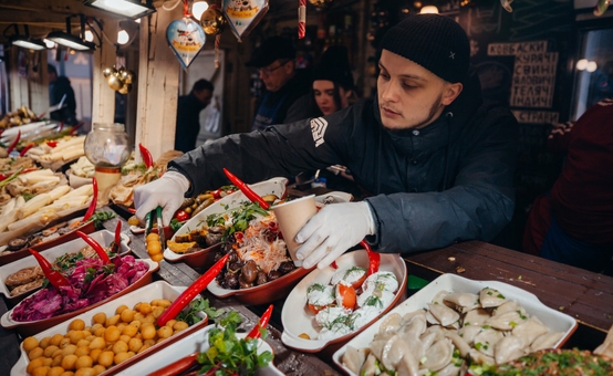 Christmas food court at VDNH