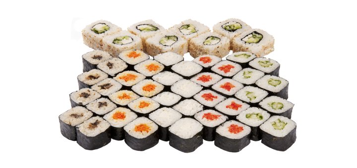 Sushi, rolls and nets in the foodman delivery service in kiev. order delivery of sets for the promotion.