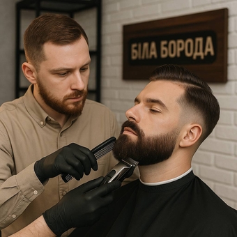 Чоловіча стрижка та догляд за бородою у барбершопі Біла борода